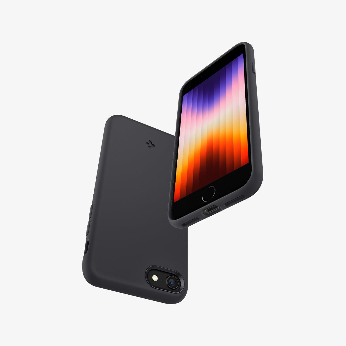 ACS04349 - iPhone SE Silicone Fit case in black showing the back and front