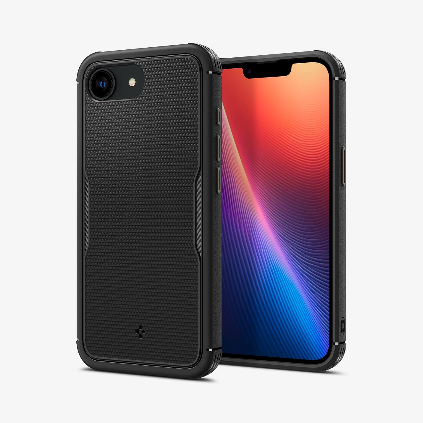 ACS09126 - iPhone 17e Case Core Armor (MagFit) in Matte Black showing the back, partial front and sides