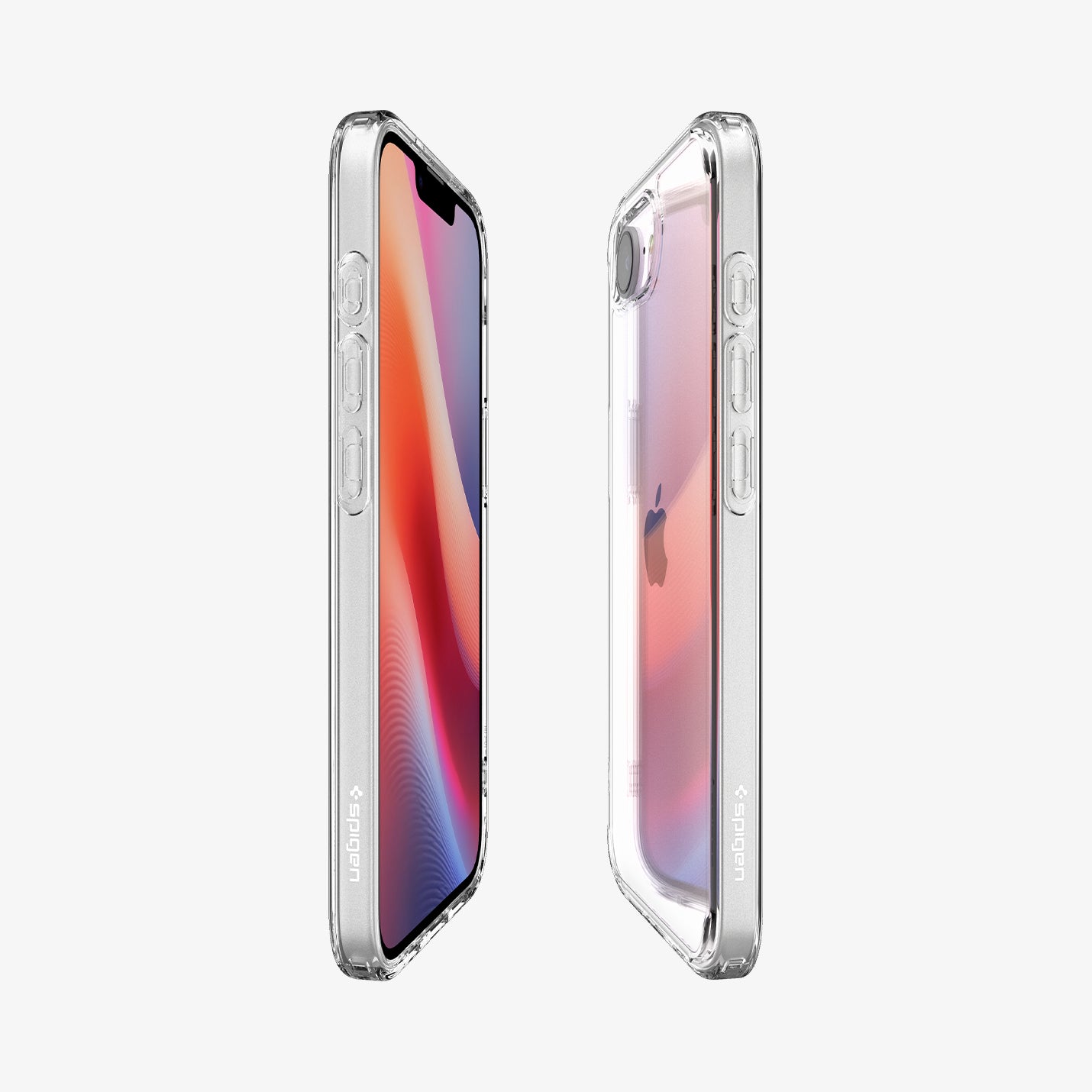 ACS09160 - iPhone 16e Case Ultra Hybrid in Crystal Clear showing the partial front, partial back and sides devices facing each other