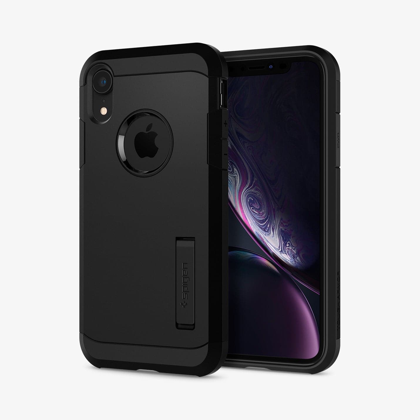 064CS24876 - iPhone XR Case Tough Armor in black showing the back and front
