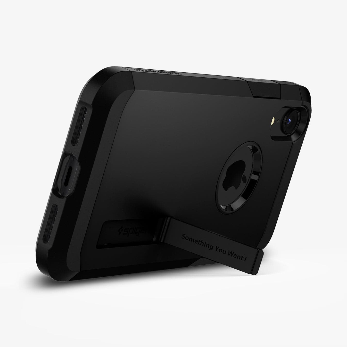 064CS24876 - iPhone XR Case Tough Armor in black showing the device propped up by built in kickstand