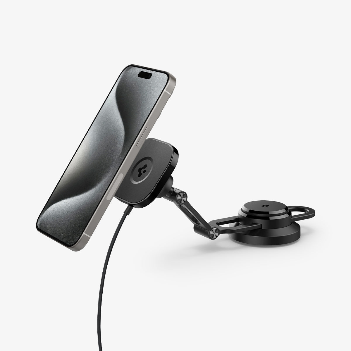 ACP06860 - Tesla Models - OneTap Pro Screen Car Mount ITT90W-3 (MagFit) in Black showing the front of device hovering in front of a car mount