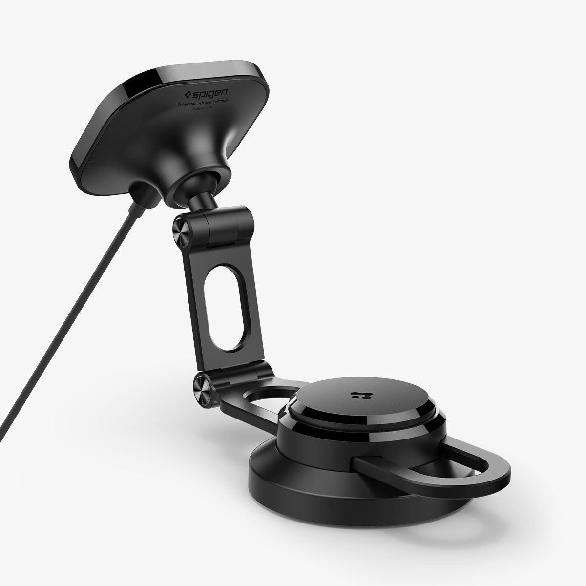 ACP06860 - Tesla Models - OneTap Pro Screen Car Mount ITT90W-3 (MagFit) in Black showing the top of car mount while it's head bends upward