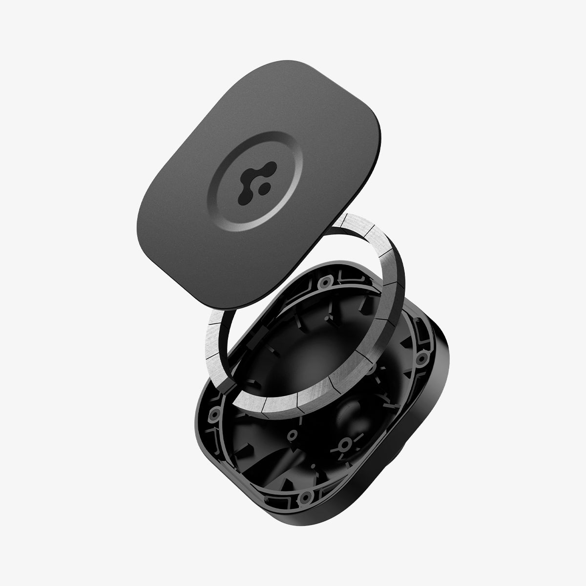 ACP06860 - Tesla Models - OneTap Pro Screen Car Mount ITT90W-3 (MagFit) in Black showing the car mount detached from the ring and the case