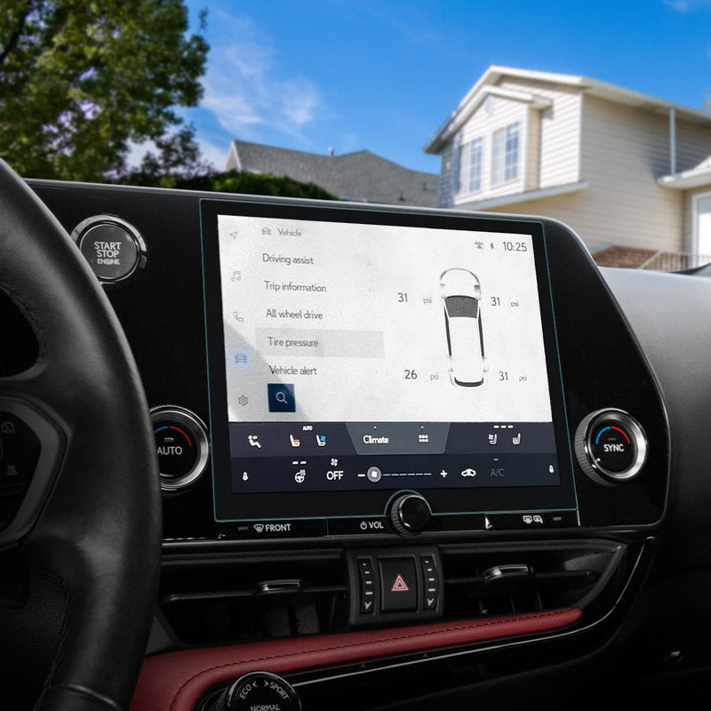 AGL05879 - Lexus NX 9.8" Screen Protector GLAS.tR SLIM showing the driver's side view inside of car