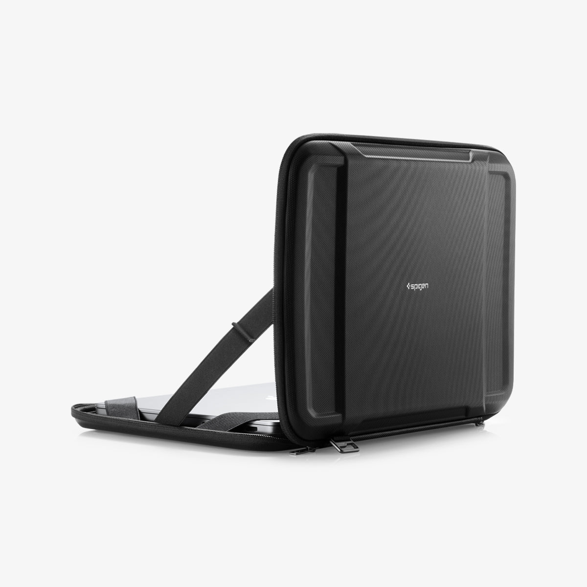 AFA04271 - MacBook Pro Series Rugged Armor Pro Pouch in black showing the front and partial side open