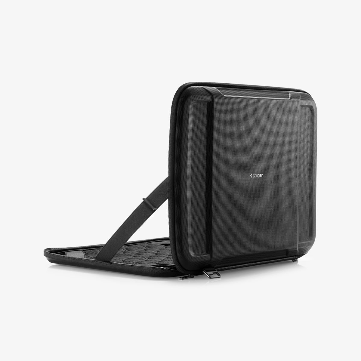 AFA04271 - MacBook Pro Series Rugged Armor Pro Pouch in black showing the front and partial side open