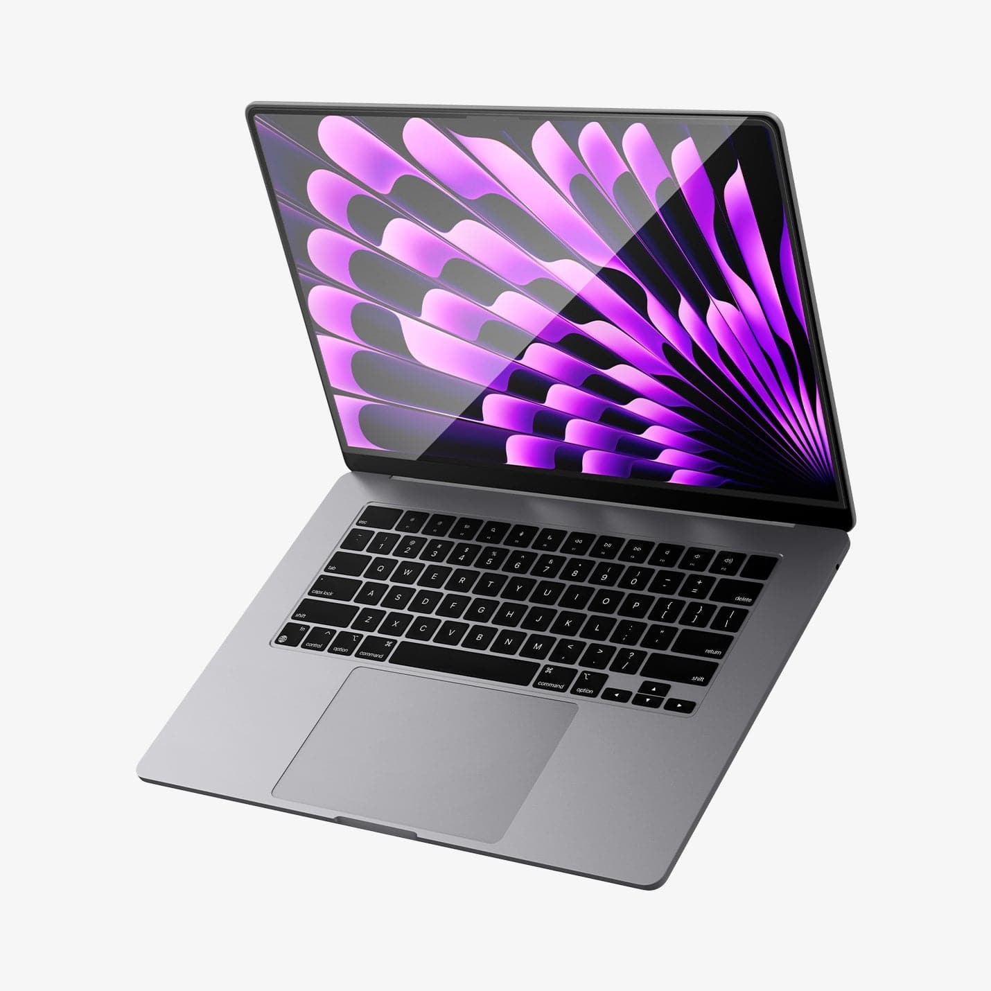 AGL06950 - MacBook Air 15" (2023) Screen Protector GLAS.tR SLIM showing the front, top and right view