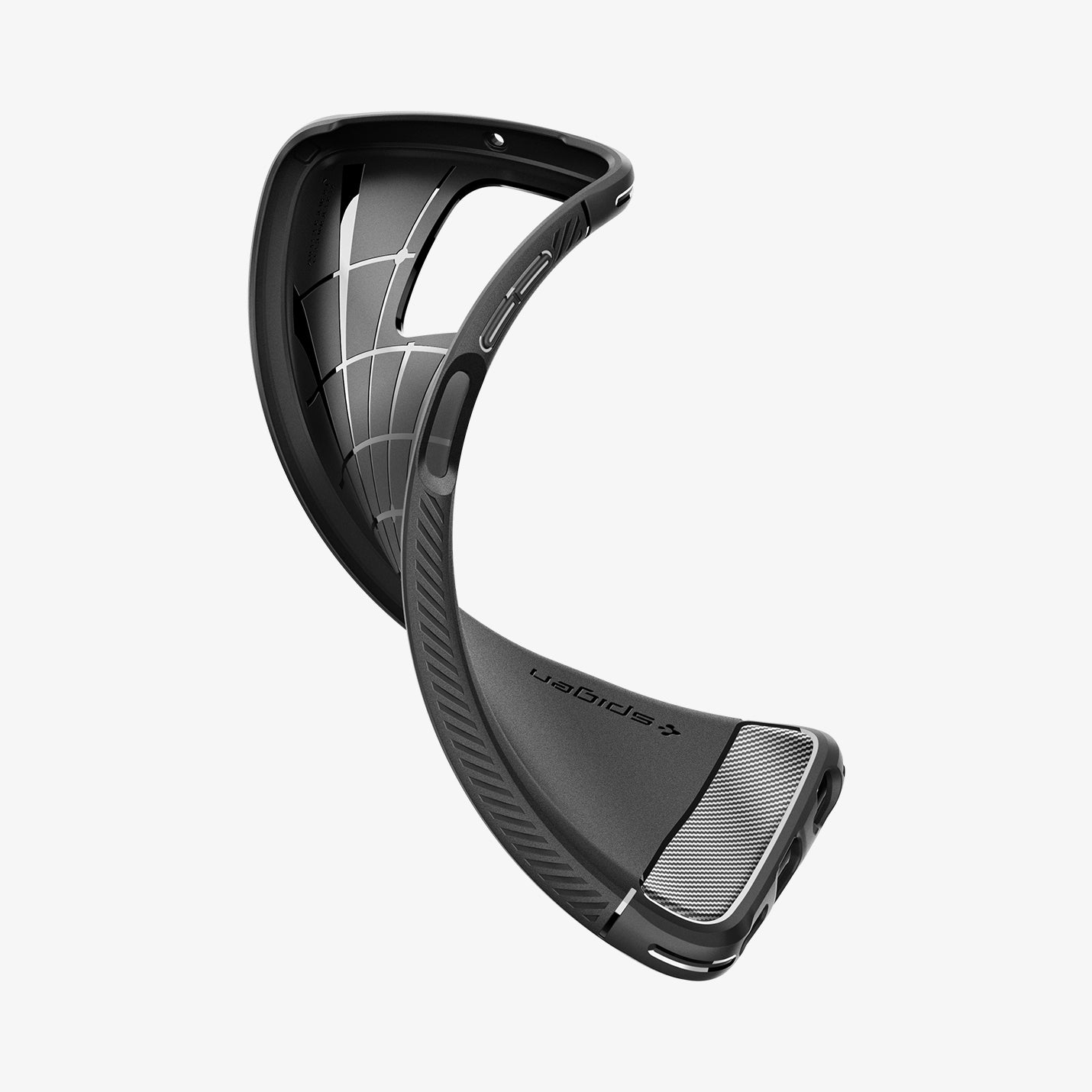 ACS06432 - Moto G Power Case Rugged Armor in black showing the case bending to show the flexibility