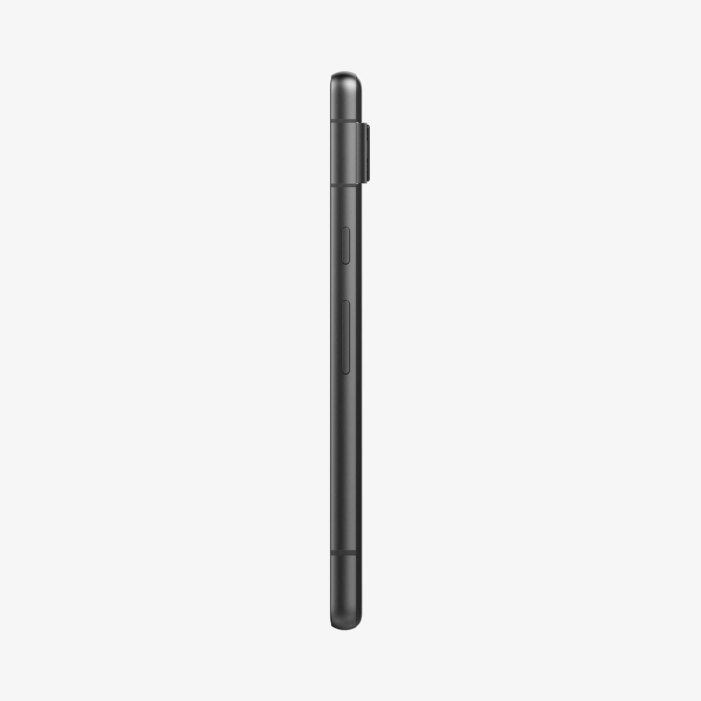 AGL05970 - Pixel 7a Glas.tR EZFit Optik Lens Protector in black showing the side with volume controls