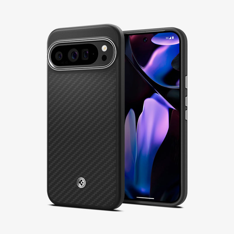 ACS07734 - Pixel 9 Pro XL Case Enzo Aramid in Matte Black showing the back, partial front and sides