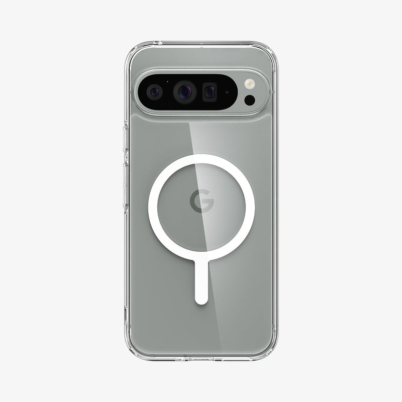 ACS07720 - Pixel 9 Pro XL Case Ultra Hybrid Metal Ring (MagFit) in White showing the back