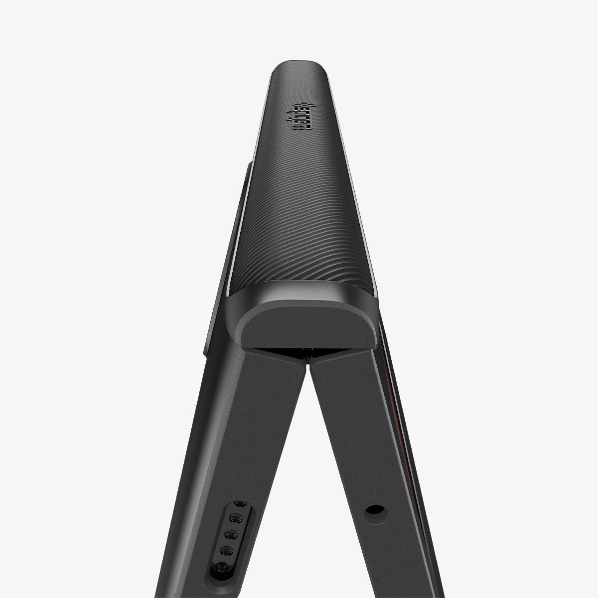 ACS07587 - Pixel 9 Pro Fold Case Slim Armor Pro in Black showing the hinge and partial sides on the bottom zoomed in
