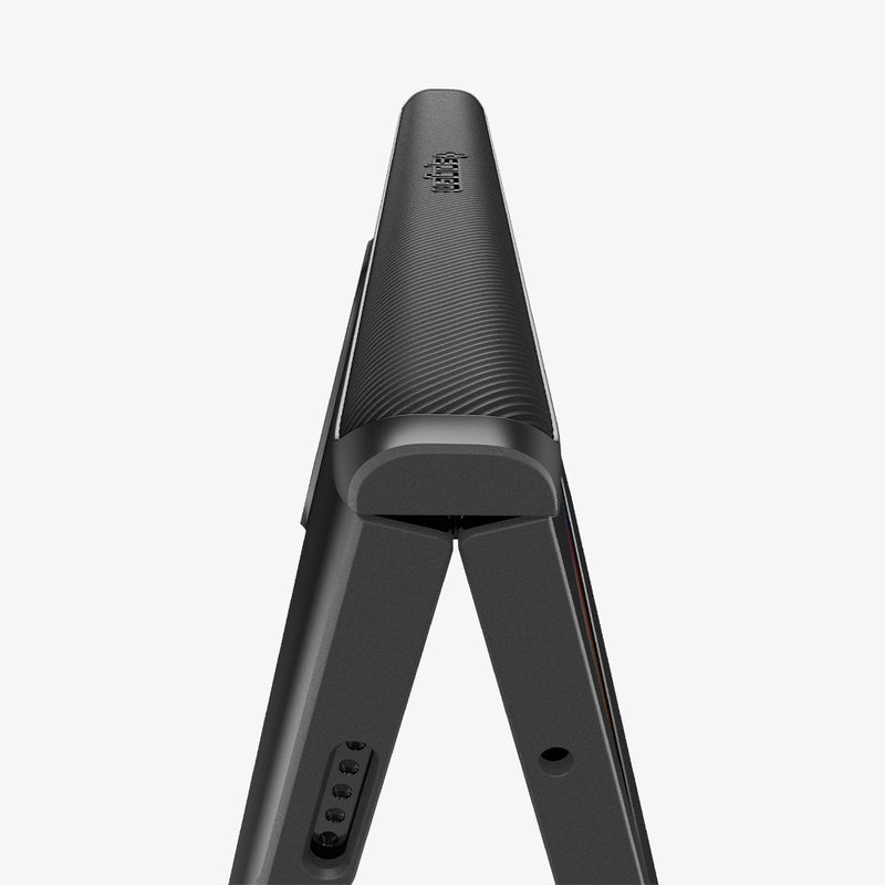 ACS07587 - Pixel 9 Pro Fold Case Slim Armor Pro in Black showing the hinge and partial sides on the bottom zoomed in