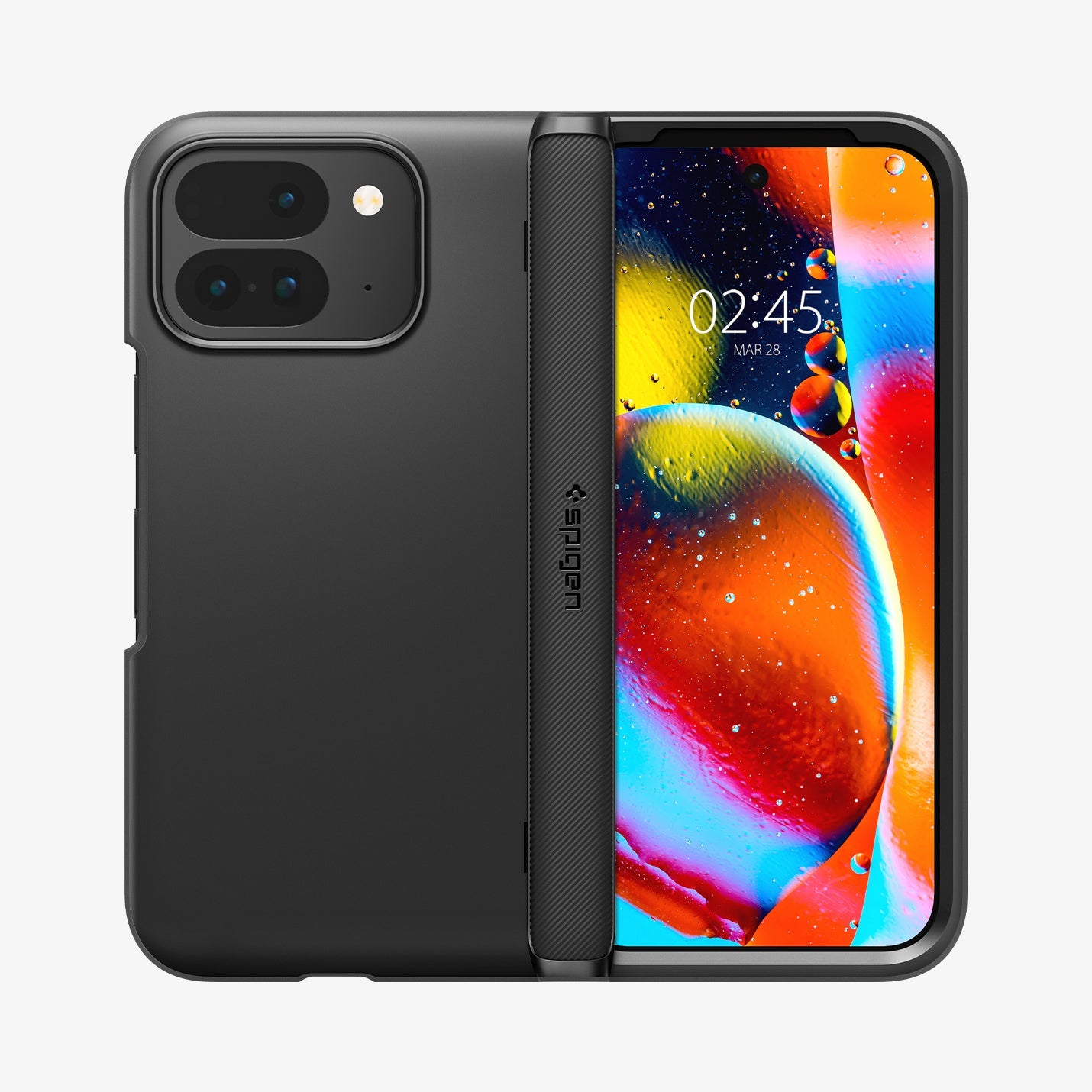 ACS07587 - Pixel 9 Pro Fold Case Slim Armor Pro in Black showing the front, hinge and back
