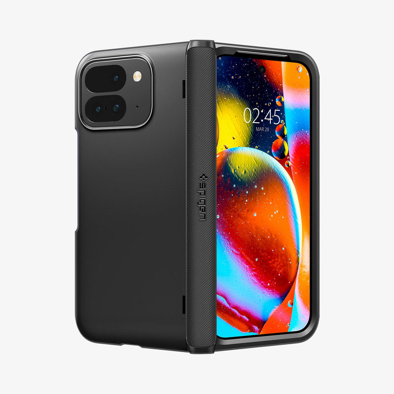 ACS07587 - Pixel 9 Pro Fold Case Slim Armor Pro in Black showing the front, hinge and back