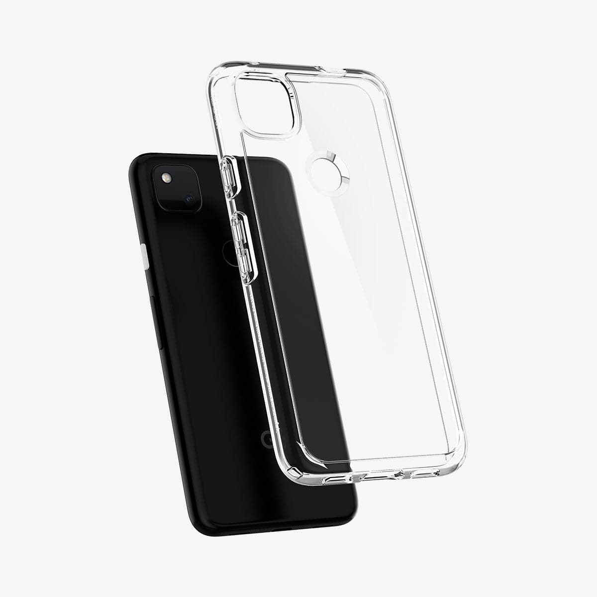 ACS01012 - Pixel 4a Case Ultra Hybrid in crystal clear showing the back with case hovering away from device