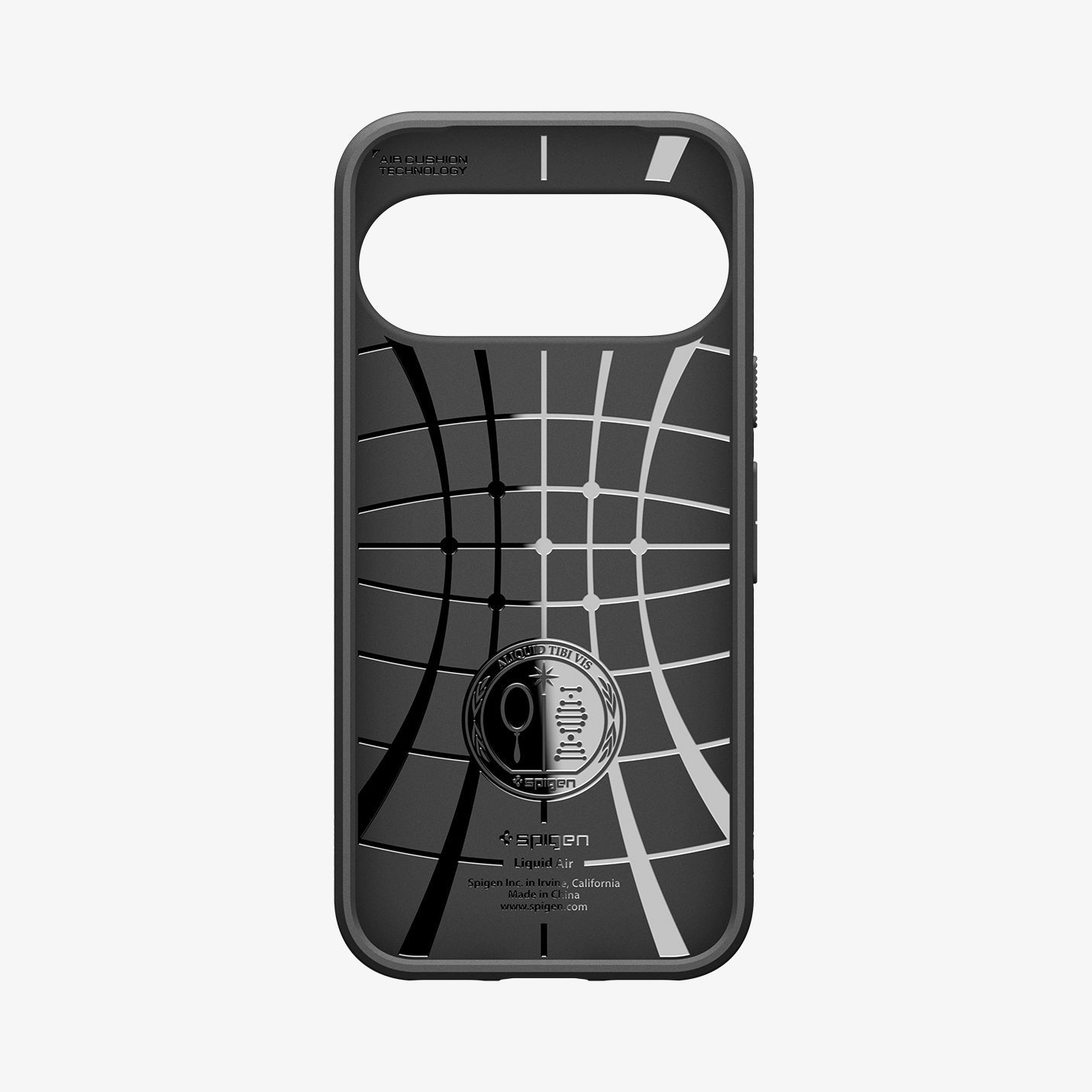 ACS11448 - Pixel 11 Pro XL Matte Black interior view showing Air Cushion Technology, flexible TPU construction, and internal impact pattern.