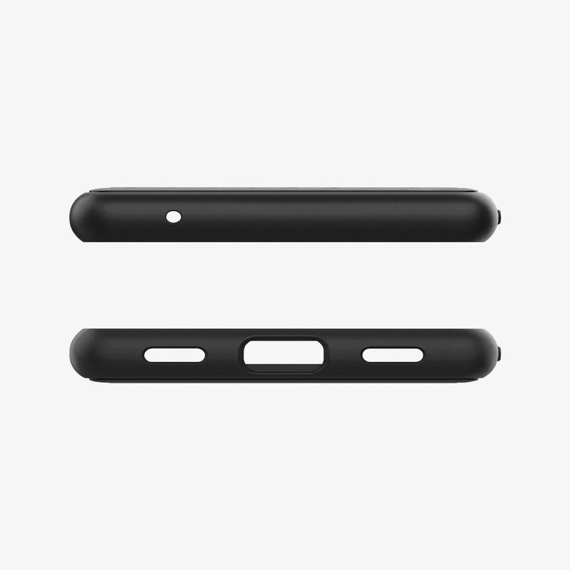 ACS04482 - Pixel 6a Case Core Armor in matte black showing the top and bottom with precise cutouts