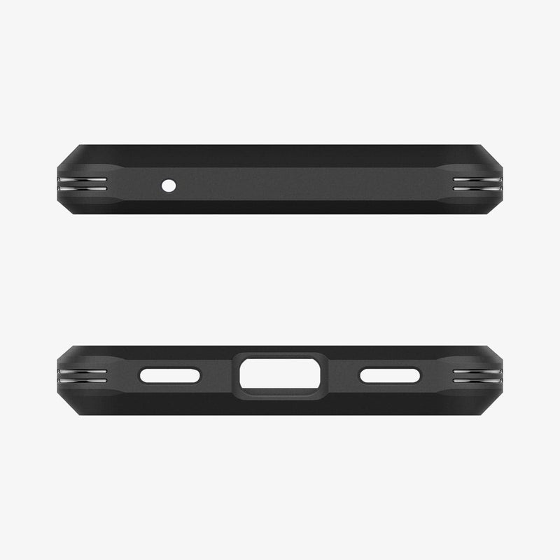 ACS04479 - Pixel 6a Case Tough Armor in black showing the top and bottom with precise cutouts
