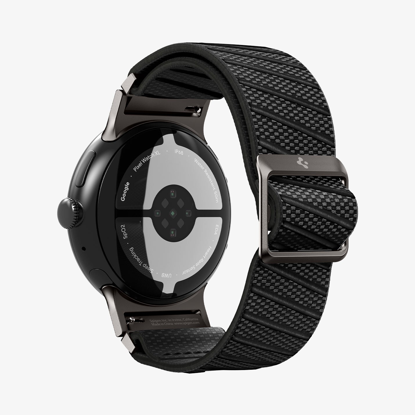 AMP11421 - Pixel Watch 5 (45mm) Lite Fit X Black showing the back and partial inside of band