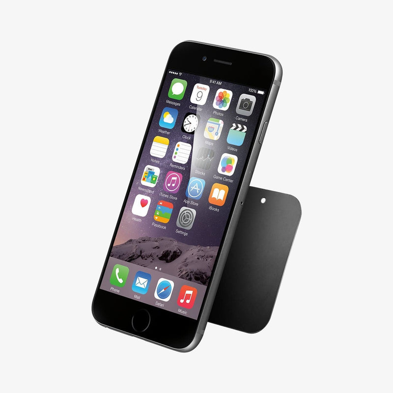 SGP11583 - Spigen Kuel Q11 Magnetic Air Vent Car Mount showing the device and metal plate