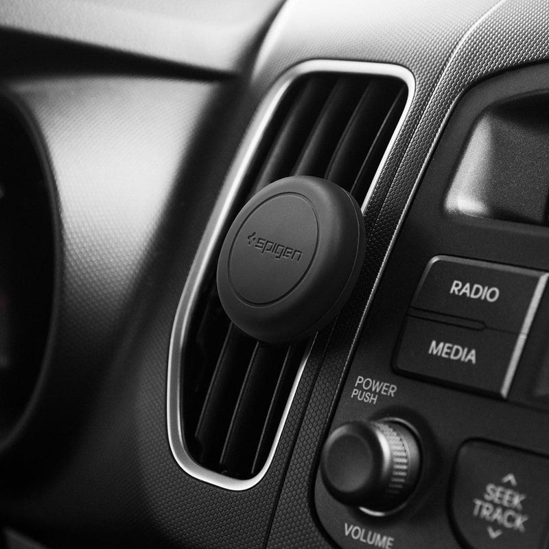 SGP11583 - Spigen Kuel Q11 Magnetic Air Vent Car Mount showing the car mount inserted into airvent inside of car