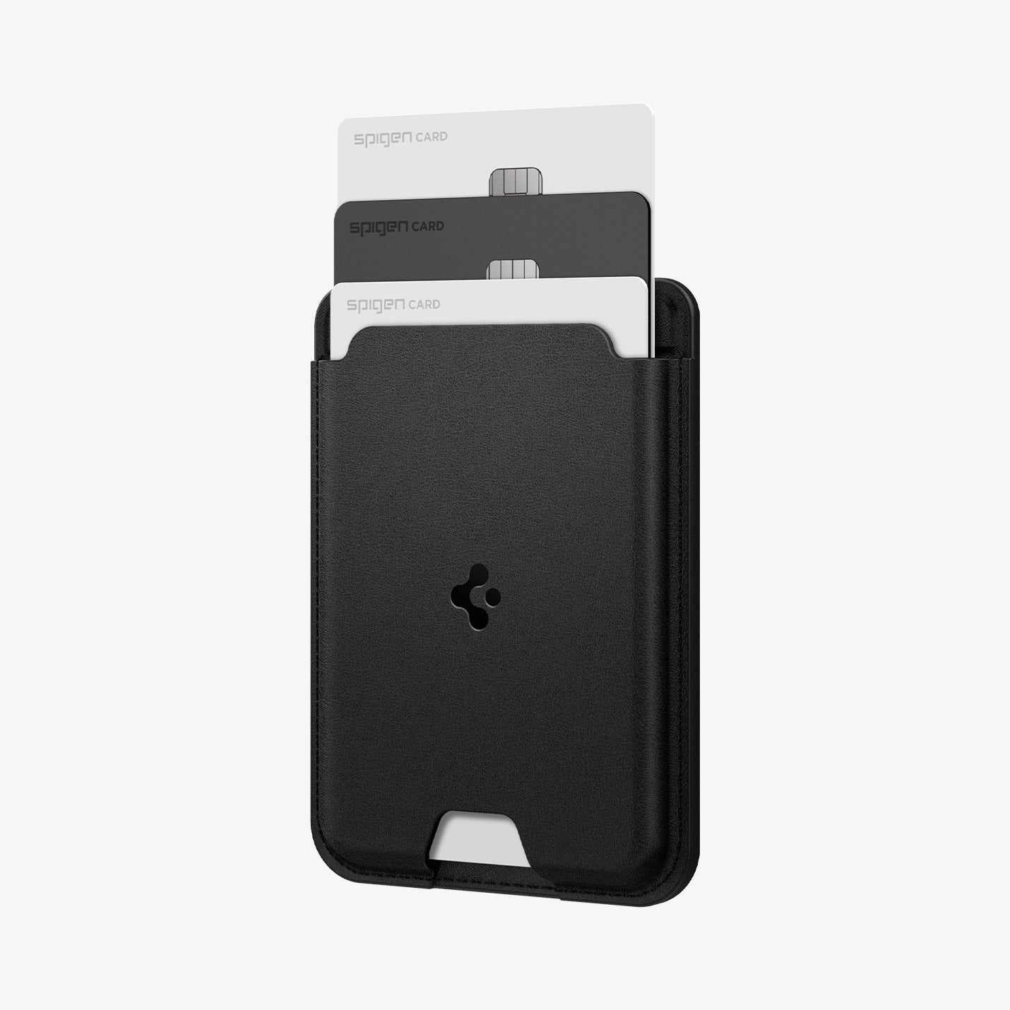 AFA09204 - Galaxy S25 Series MagFit Card Holder Valentinus 3 Cards (MagFit) in Black showing the front and partial side with 3 cards inserted