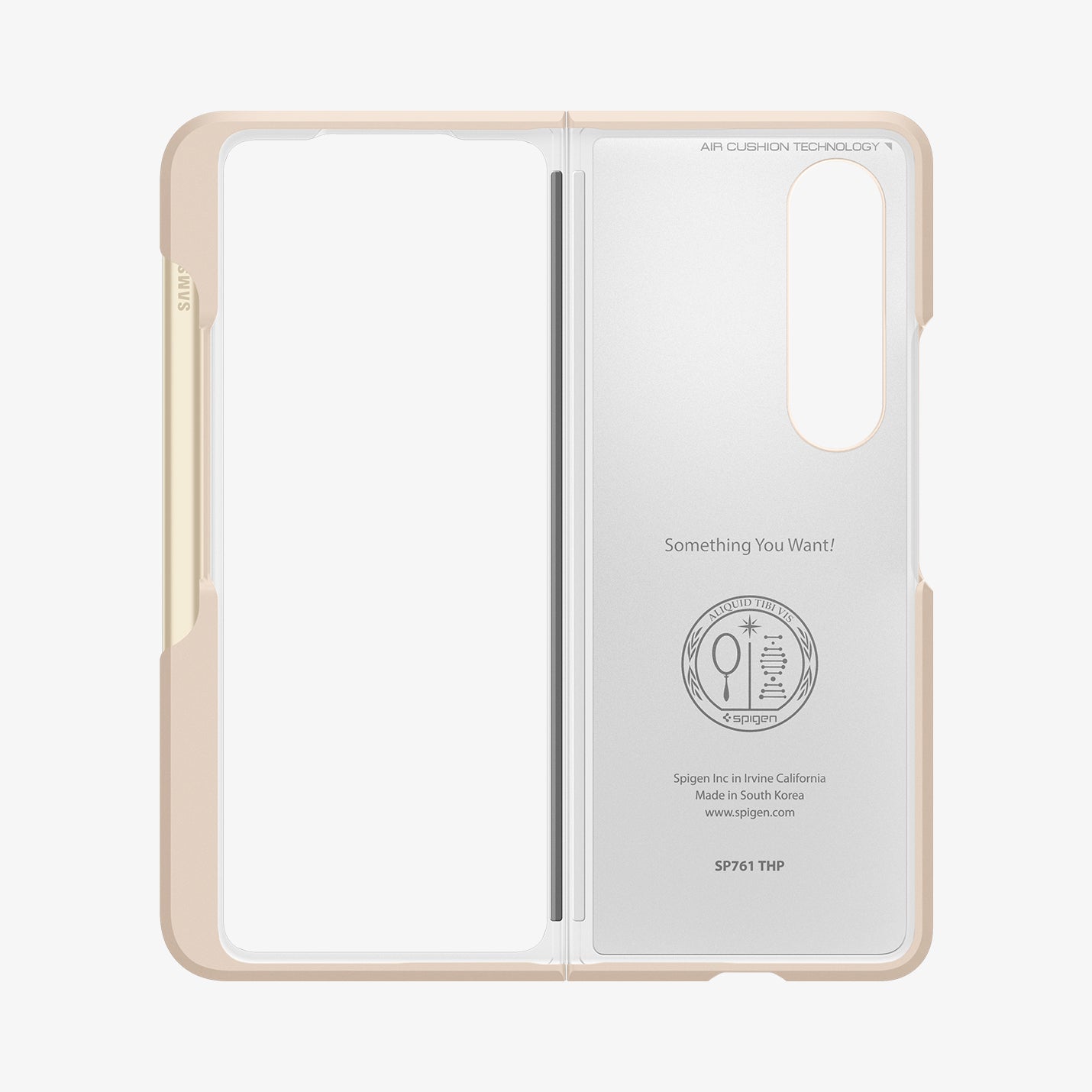 ACS05511 - Galaxy Z Fold 4 Case Thin Fit P in pearled ivory showing the inside of case