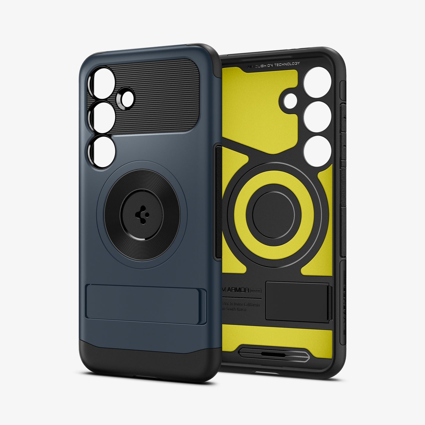 ACS07202 - Galaxy S24 Case Slim Armor (MagFit) in Metal Slate showing the back and next to it, showing inner case with impact foam