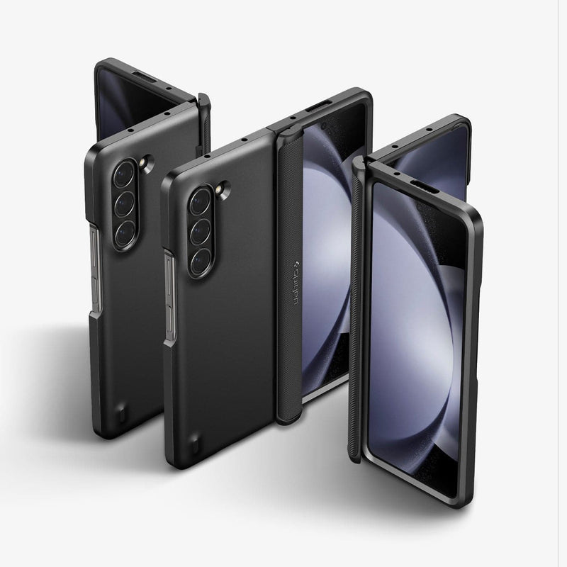 ACS06211 - Galaxy Z Fold 5 Case Slim Armor Pro in black showing the back and front of multiple devices