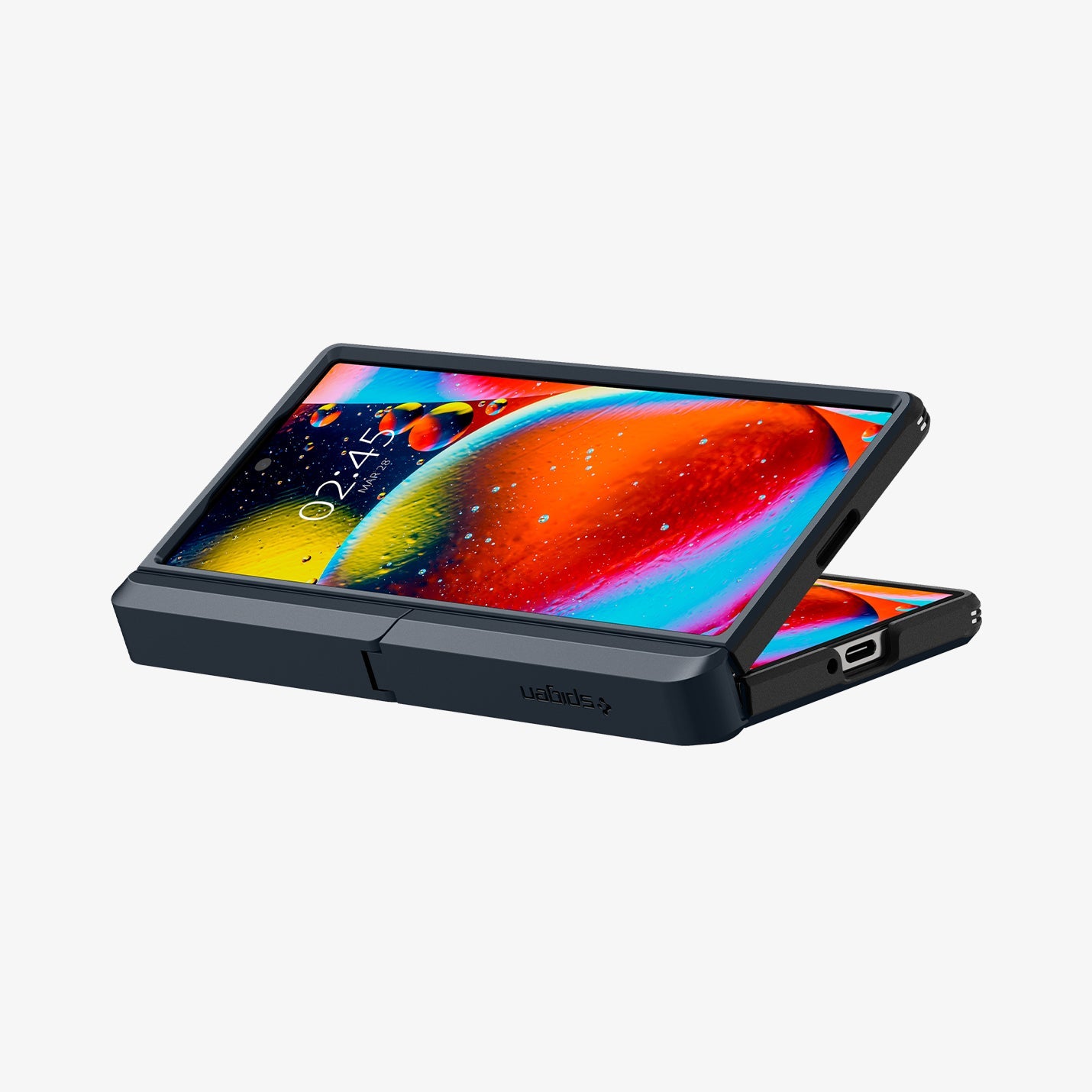 ACS08287 - Galaxy Z Fold 6 Case Tough Armor Pro P in Metal Slate showing the front, hinge partial front and bottom