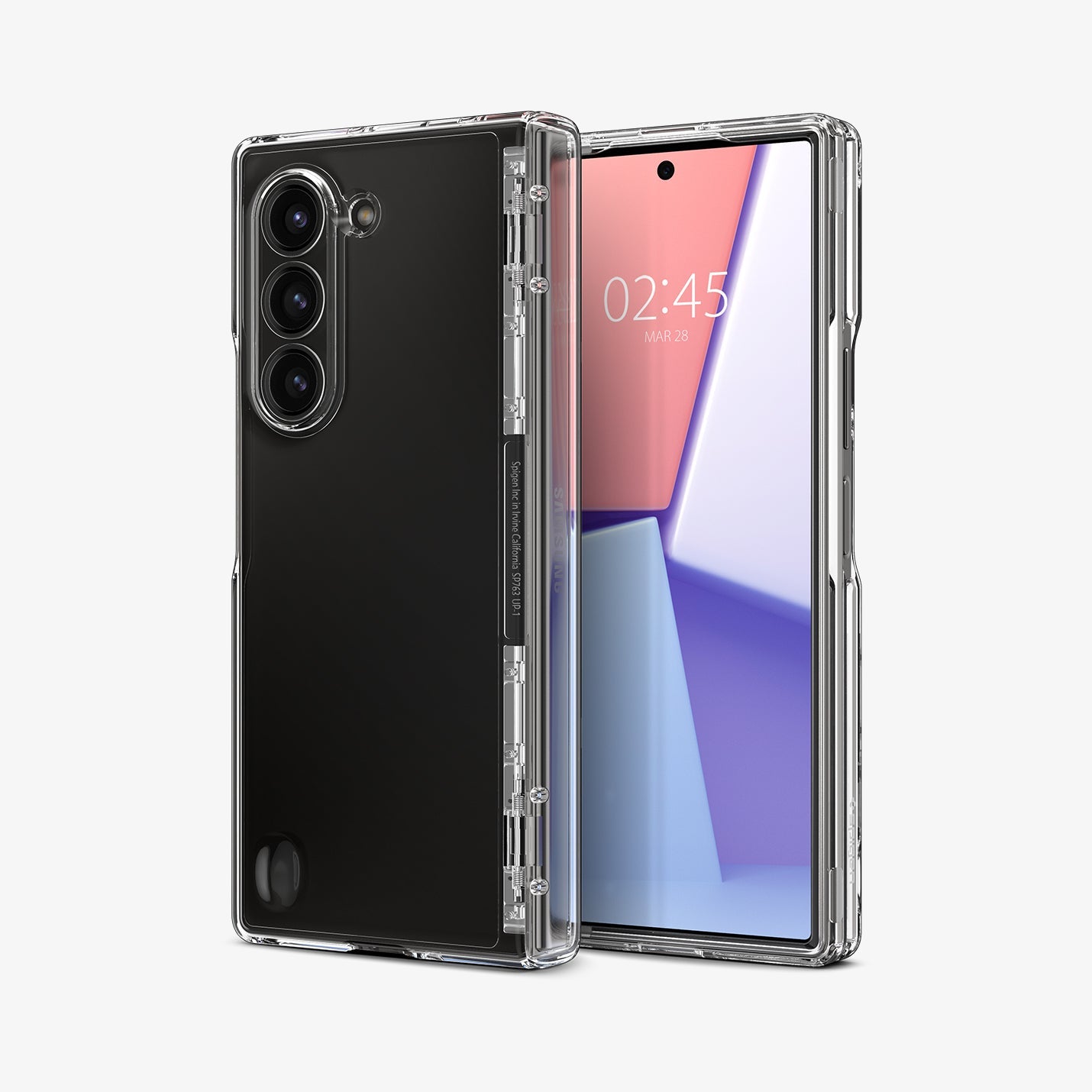 ACS07831 - Galaxy Z Fold 6 Case Ultra Hybrid Pro in Crystal Clear showing the back, hinge, partial front and sides