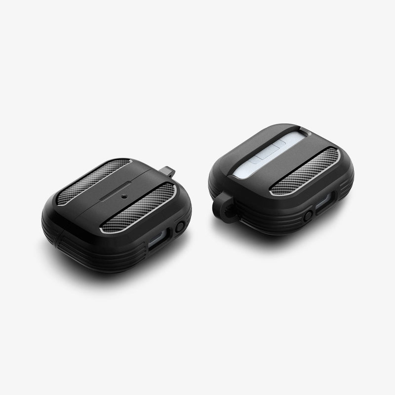 ACS08330 - Galaxy Buds 3 Pro Rugged Armor in Matte Black showing the front, back, bottom and sides