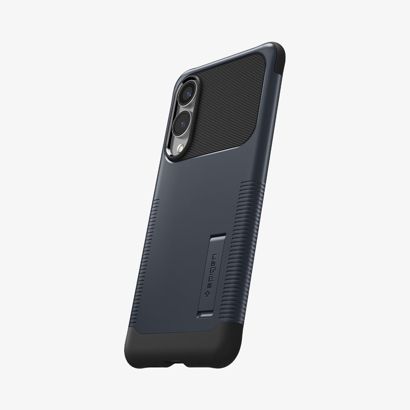 ACS09593 - Galaxy S25 Edge Case Slim Armor in Metal Slate showing the 
back and partial side