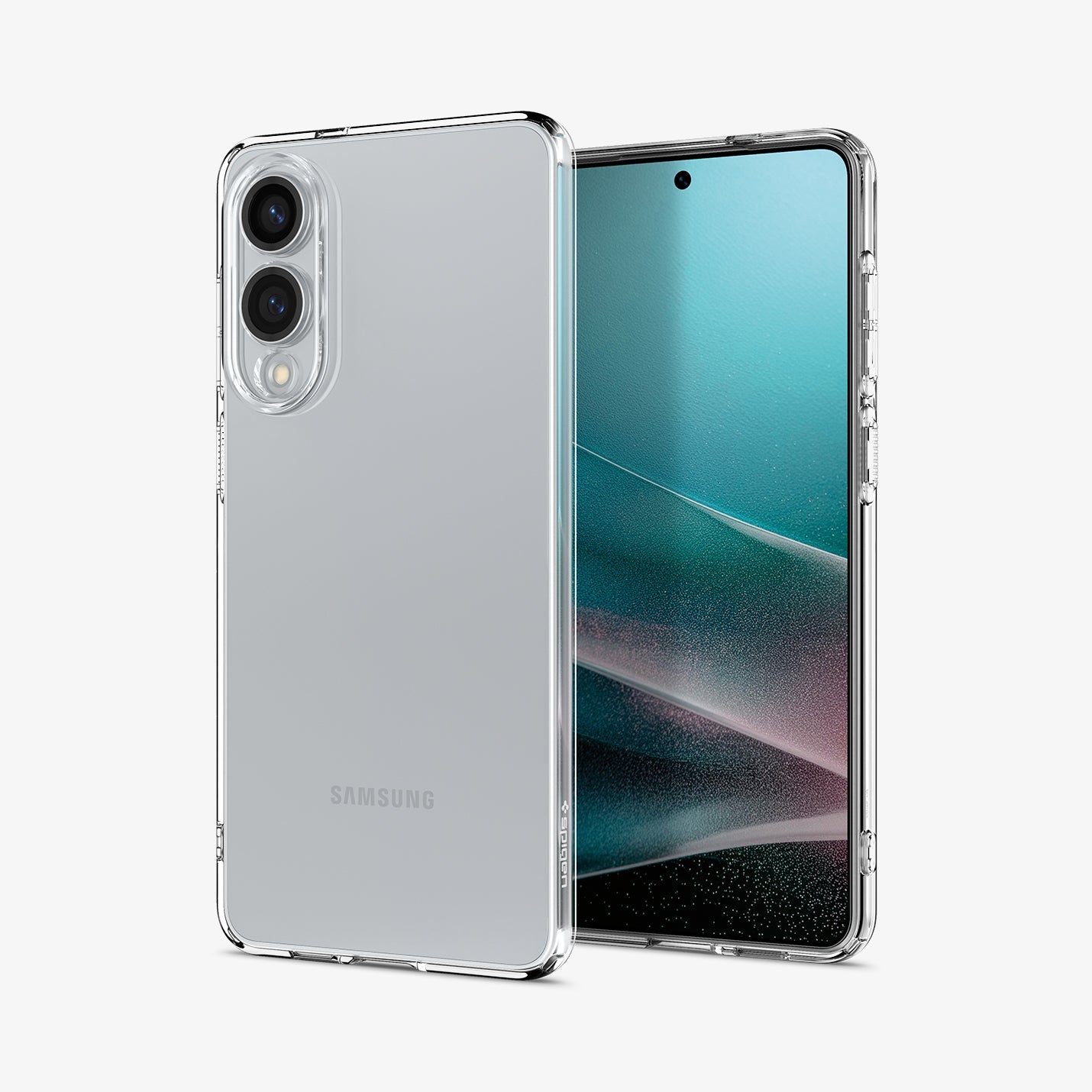 ACS09425 - Galaxy S25 Edge Case Liquid Crystal in Crystal Clear showing the back, partial front and sides