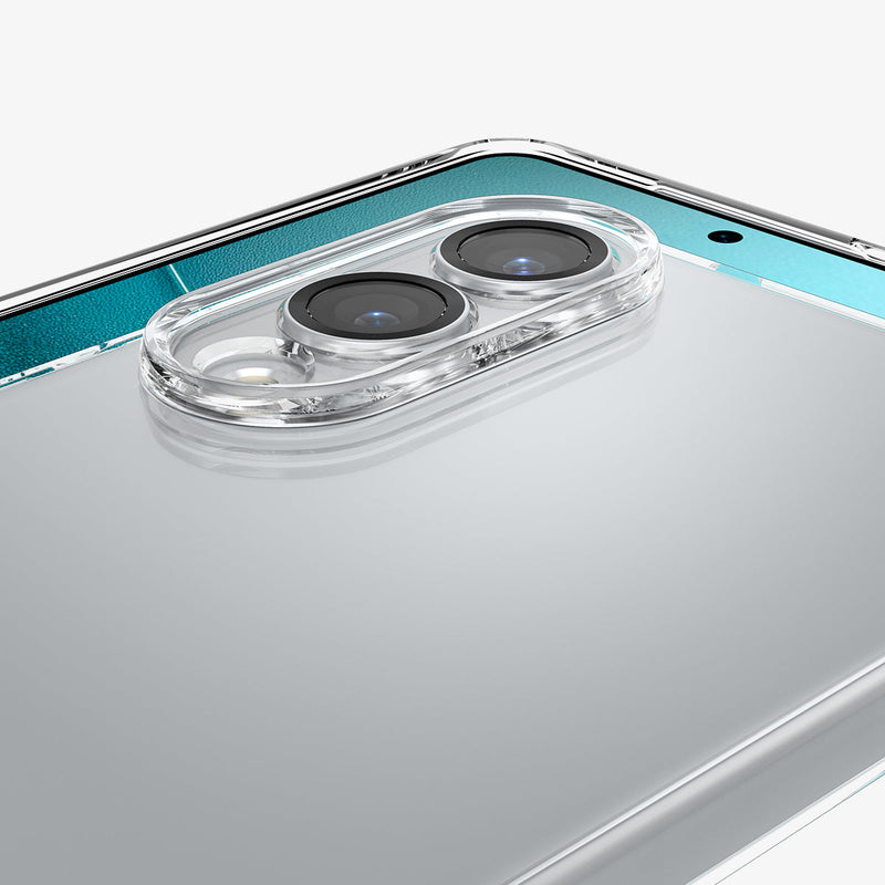 ACS09425 - Galaxy S25 Edge Case Liquid Crystal in Crystal Clear showing the partial back, camera zoomed in