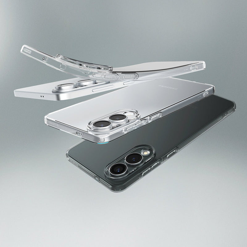ACS09425 - Galaxy S25 Edge Case Liquid Crystal in Crystal Clear showing the partial back, sides and top