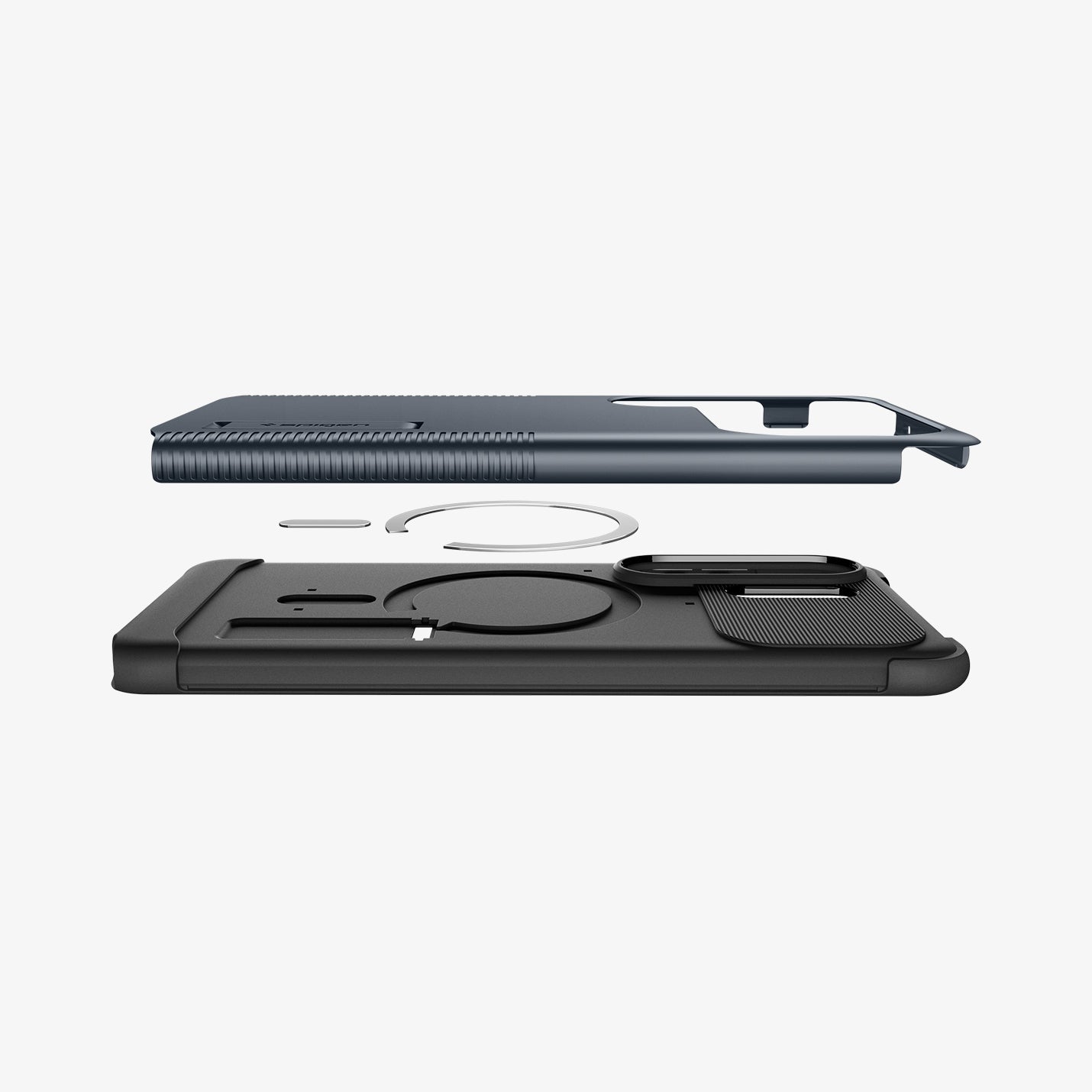 ACS10691 - Galaxy S26 Ultra Slim Armor (Mag Fit) in Metal Slate showing the top and bottom