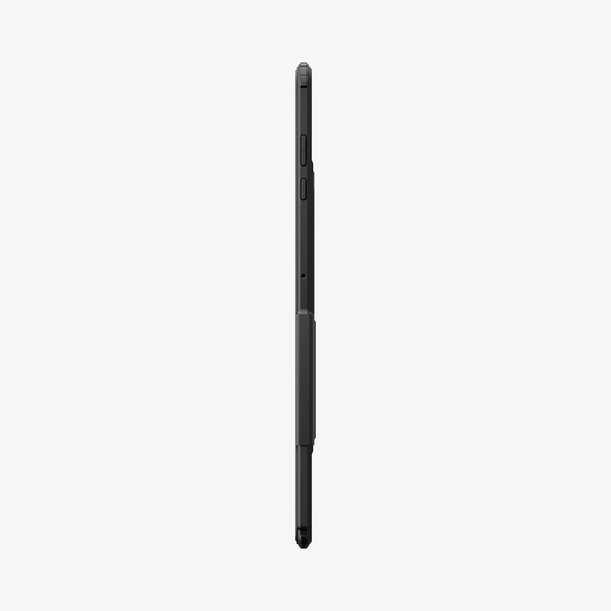ACS10221 - Galaxy Tab S12 Ultra Air Skin Pro in Black showing the slim side profile of a tablet case with raised buttons and protective edges.