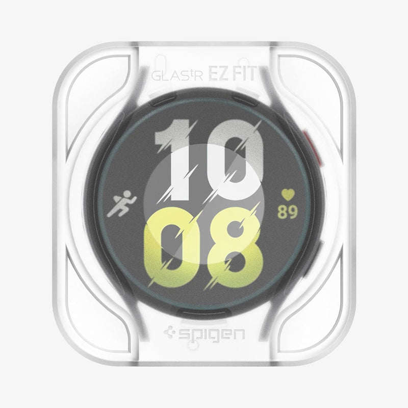 AGL06520 - Galaxy Watch 6 (44mm) Screen Protector EZ FIT GLAS.tR showing the front with ez fit tray installed onto watch face