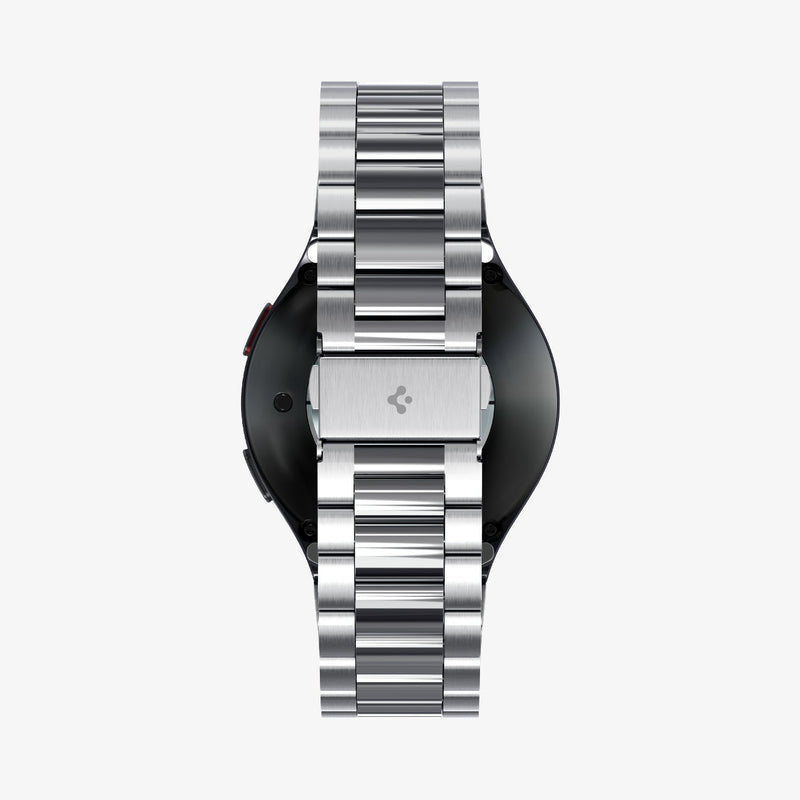 AMP08341 - Galaxy Watch 7 (44mm) Modern Fit 316L Band in Silver showing the partial back and bottom