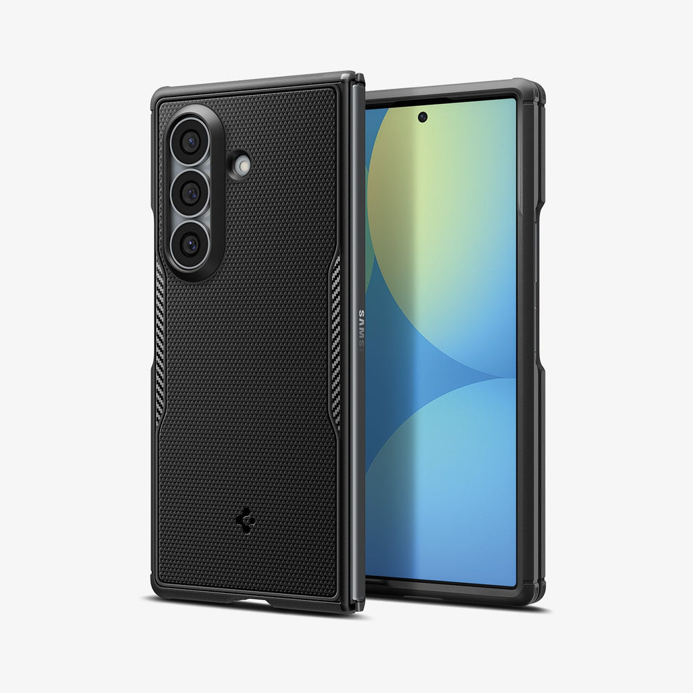 ACS11797 - Galaxy Z Fold 8 Ultra Core Armor (Mag Fit) Matte Black showing an angled view of the Galaxy Z Fold 8 Ultra with the Core Armor MagFit case, folded open with the 