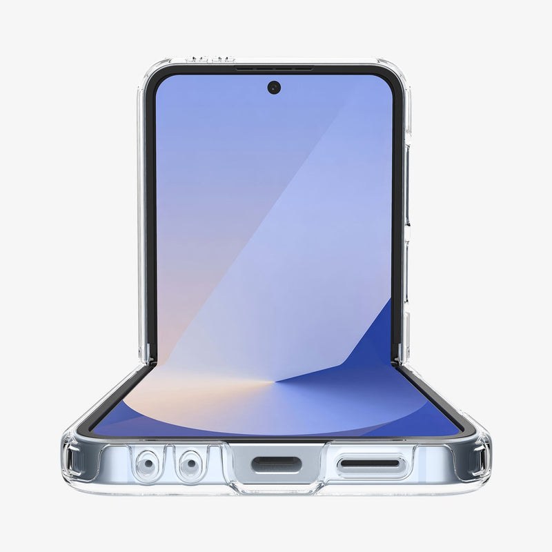 ACS09806 - Galaxy Z Flip 7 FE Series Ultra Hybrid Pro (MagFit) showing the front and partial bottom half open