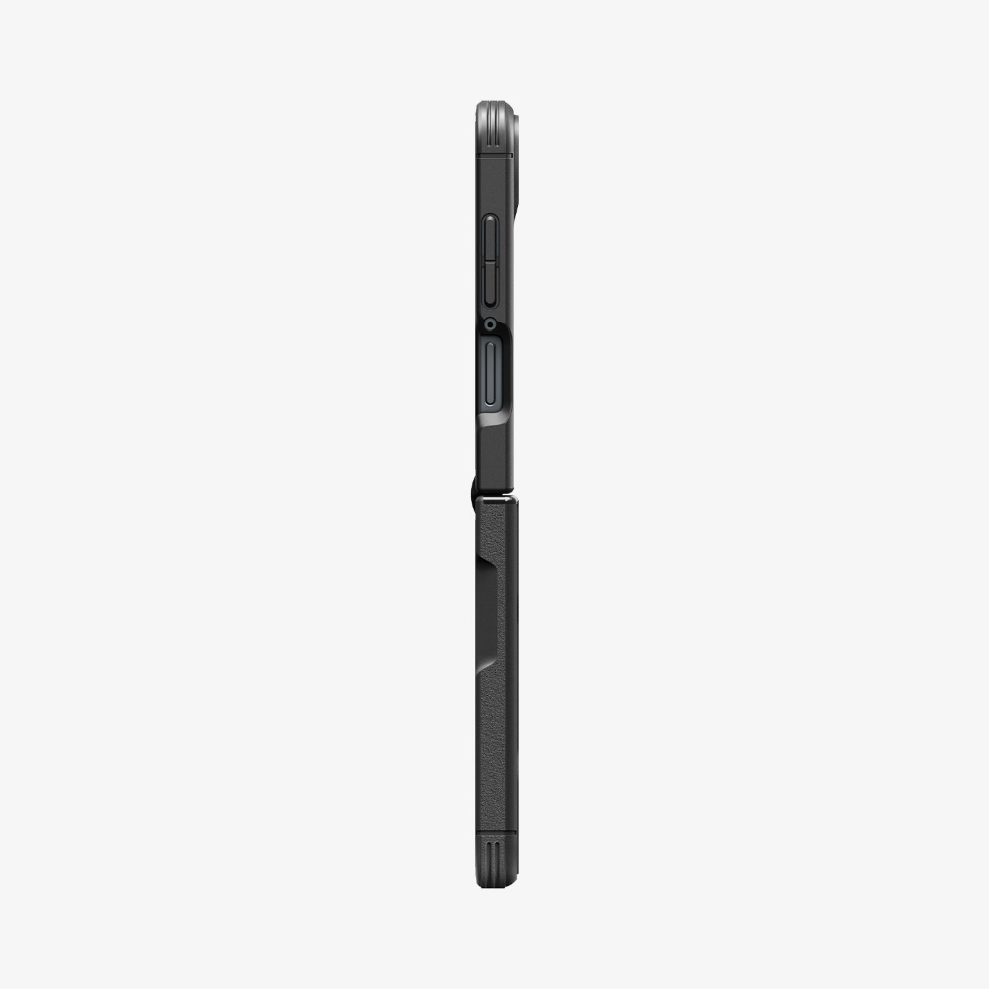 ACS11798 - Galaxy Z Flip 8 Series - Core Armor (Mag Fit) showing the side profile of the Galaxy Z Flip 8 with the Core Armor MagFit case, highlighting the ribbed corner bumpers and button cutouts.