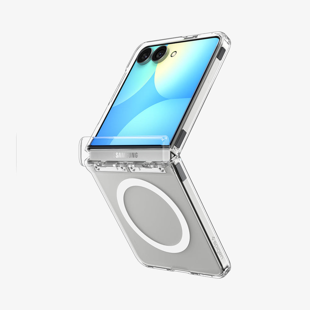 ACS11515 - Galaxy Z Flip 8 Series - Ultra Hybrid Pro (Mag Fit) showing an angled close-up of the case's interior with the magnetic ring circle and patent, 