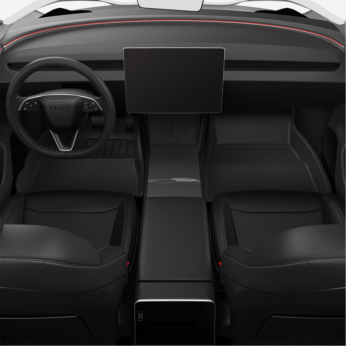ACP07578 - Tesla Model 3 Highland WeatherBloc Floor Mat TLF-3H in Black showing the front view of tesla's driver seat