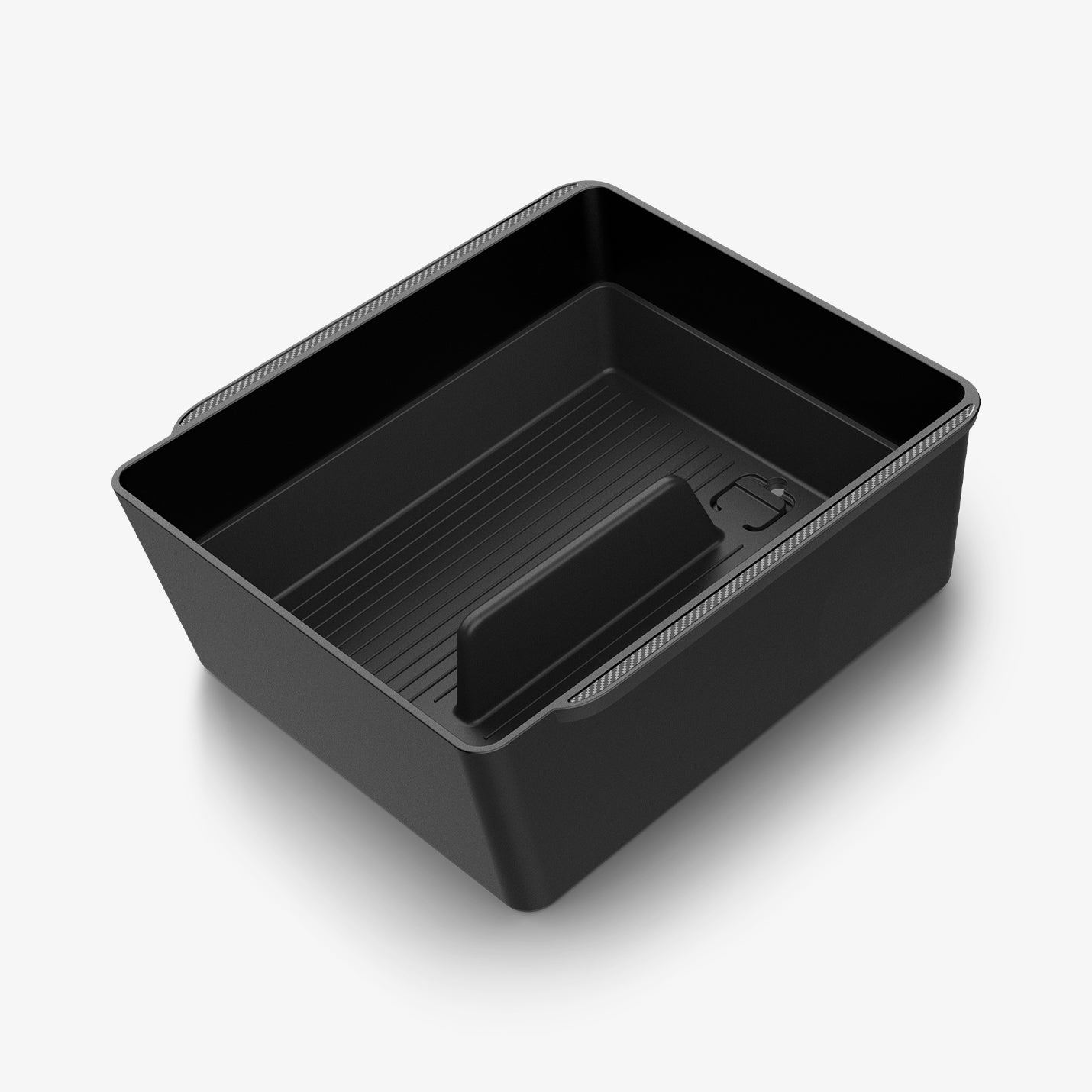 ACP07409 - Tesla Model 3 Armrest Console Organizer TO224H in Black showing the inside and partial side