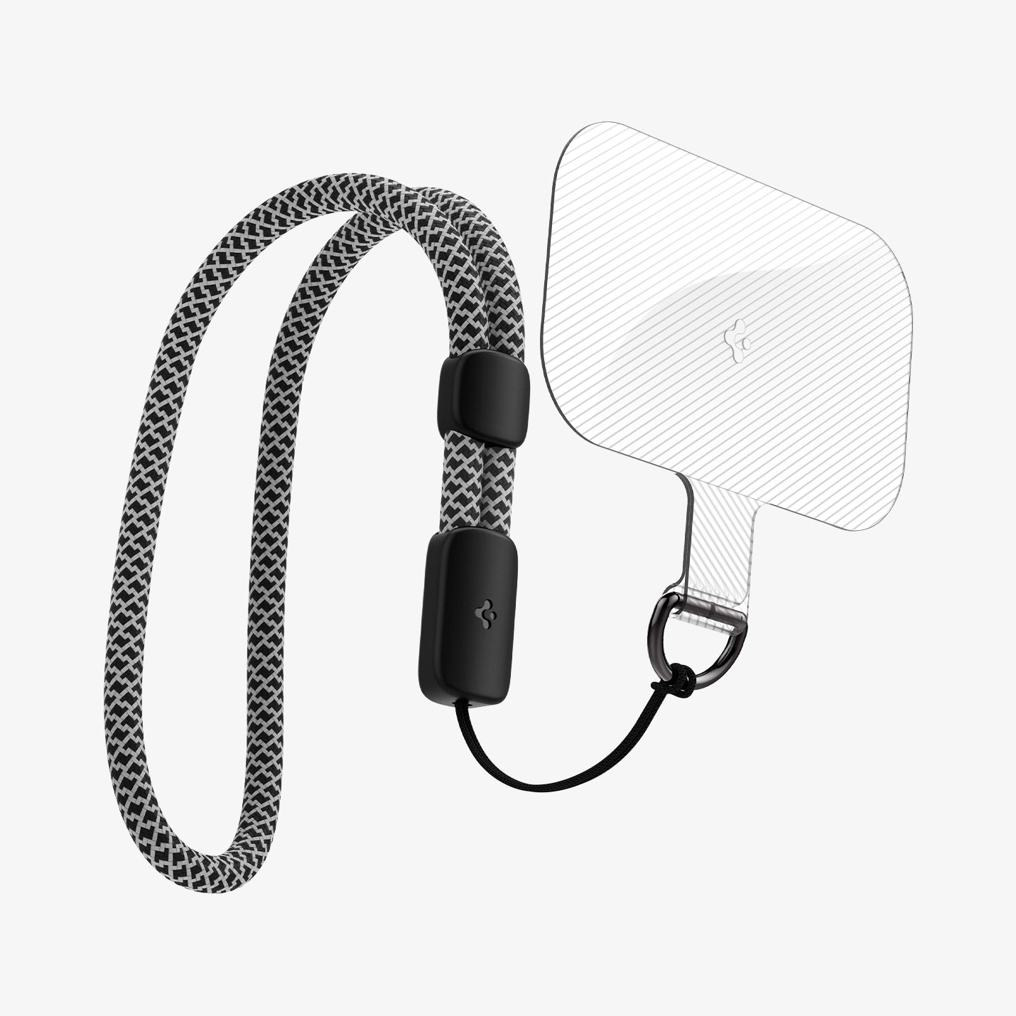 AFA03431 - Universal Wrist Strap in black showing the strap attached to contag