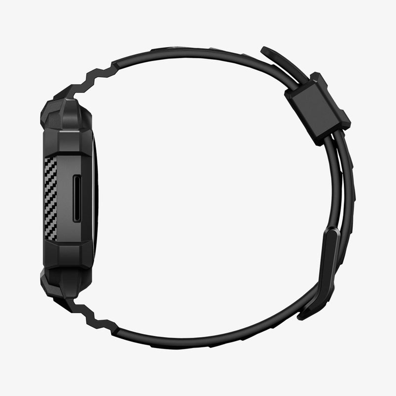 ACS05296 - Fitbit Versa 4 Band Rugged Armor Pro in black showing the side